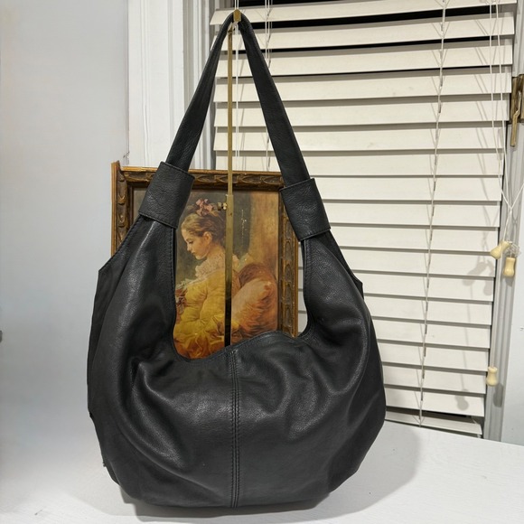 Handbags - Genuine Leather Slouchy Hobo Bag – Black – Soft Pebbled Leather – Made in Italy